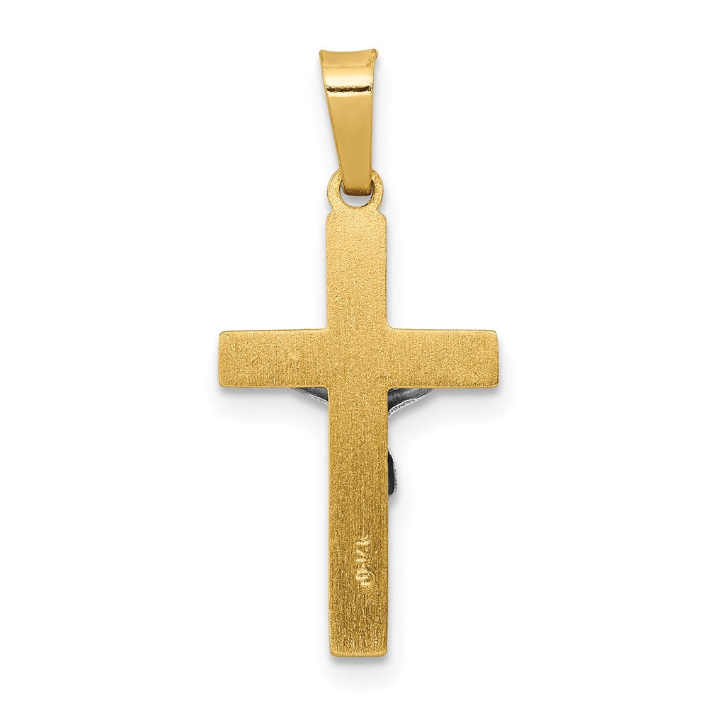 FJC Finejewelers 14 kt Two Tone Gold INRI Hollow Crucifix Charm 24 x 12 mm