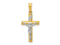 FJC Finejewelers 14 kt Two Tone Gold INRI Hollow Crucifix Charm 24 x 12 mm