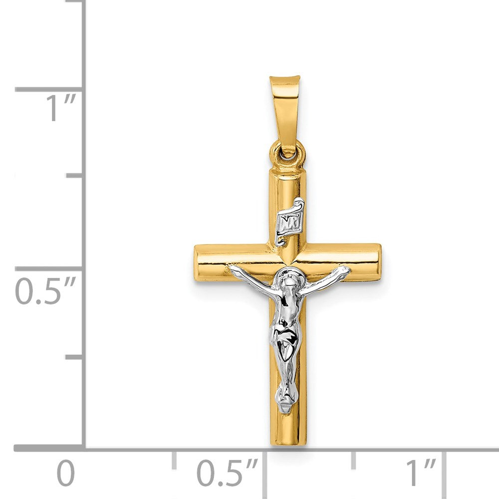 FJC Finejewelers 14 kt Two Tone Gold INRI Crucifix Charm 28 x 14 mm