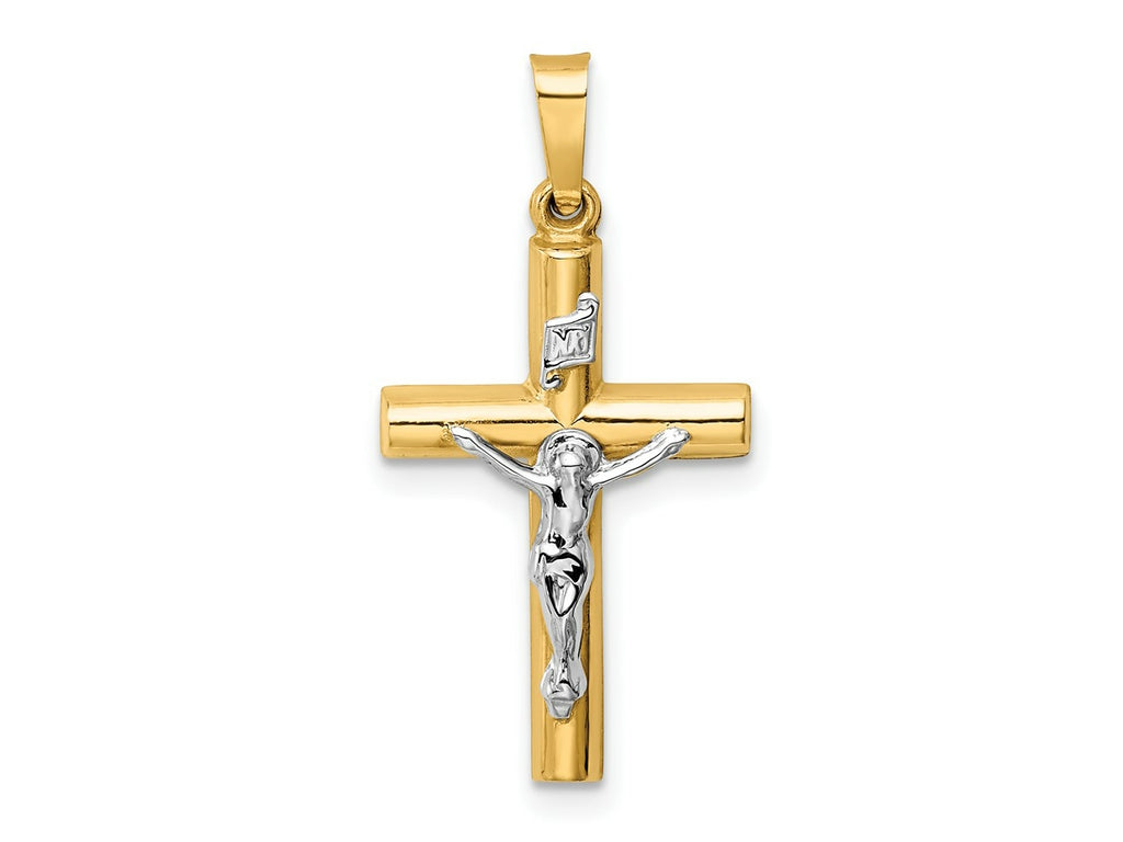 FJC Finejewelers 14 kt Two Tone Gold INRI Crucifix Charm 28 x 14 mm