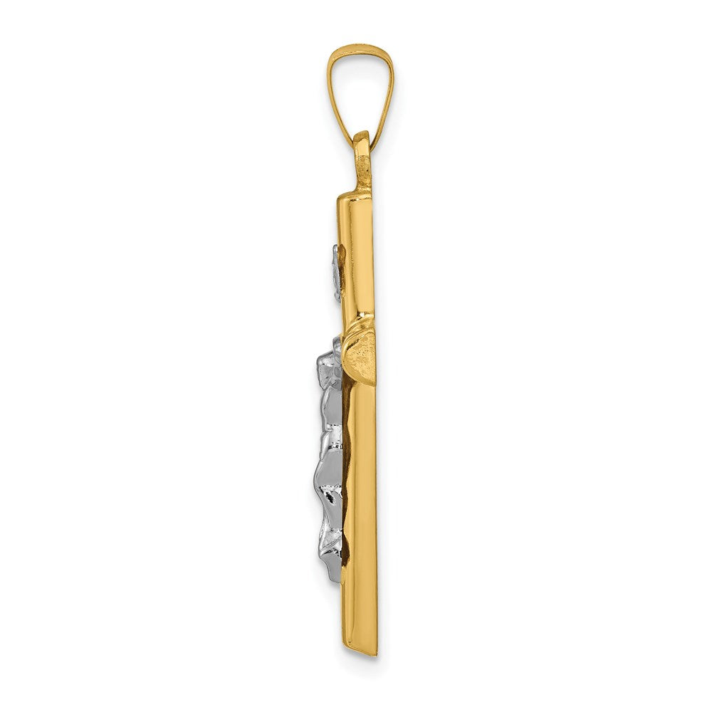 FJC Finejewelers 14 kt Two Tone Gold INRI Hollow Crucifix Charm 33 x 17 mm