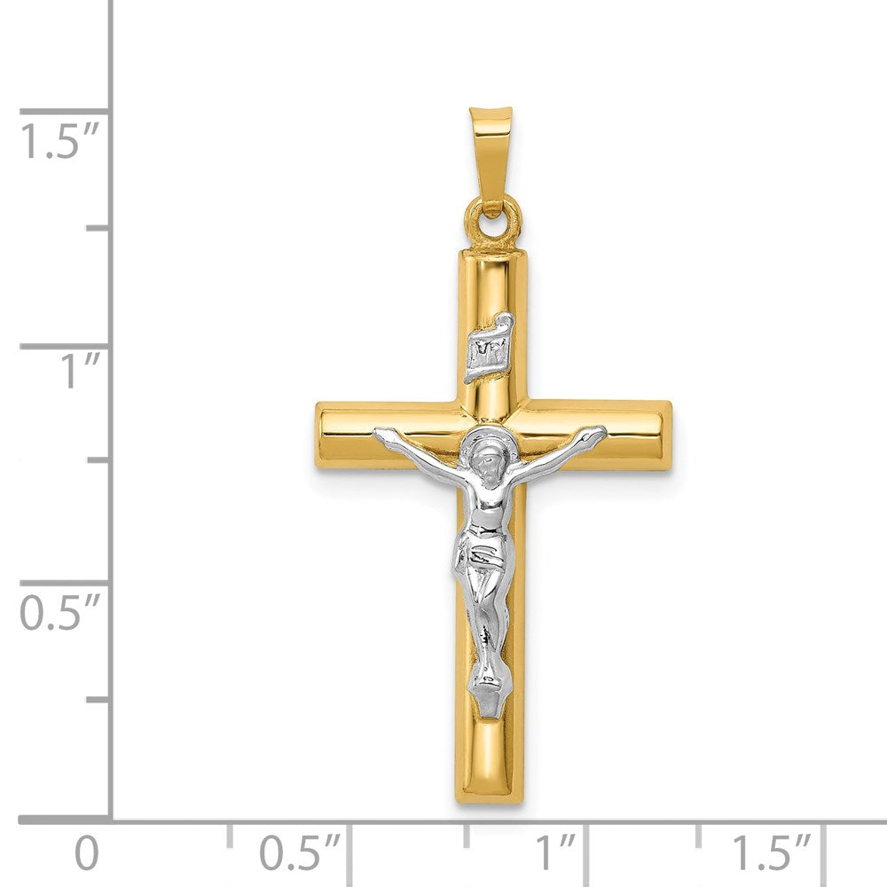 FJC Finejewelers 14 kt Two Tone Gold INRI Hollow Crucifix Charm 39 x 20 mm