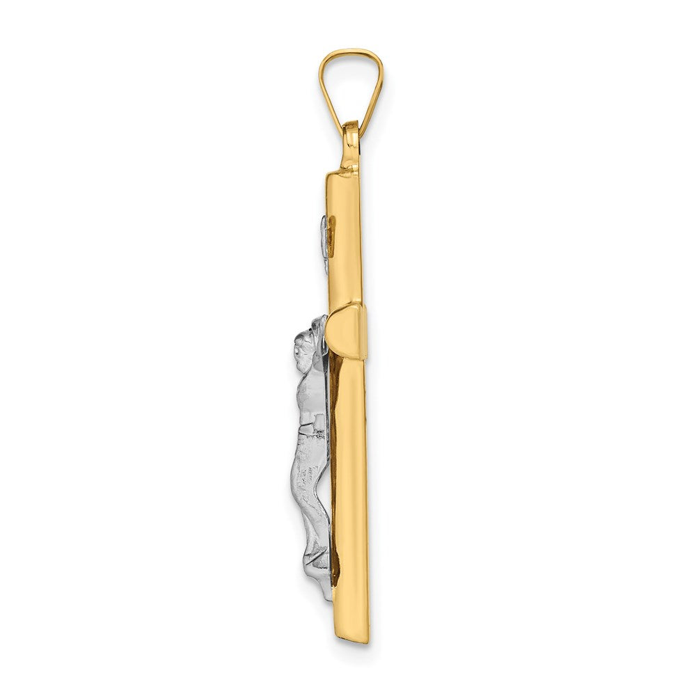 FJC Finejewelers 14 kt Two Tone Gold INRI Hollow Crucifix Charm 39 x 20 mm