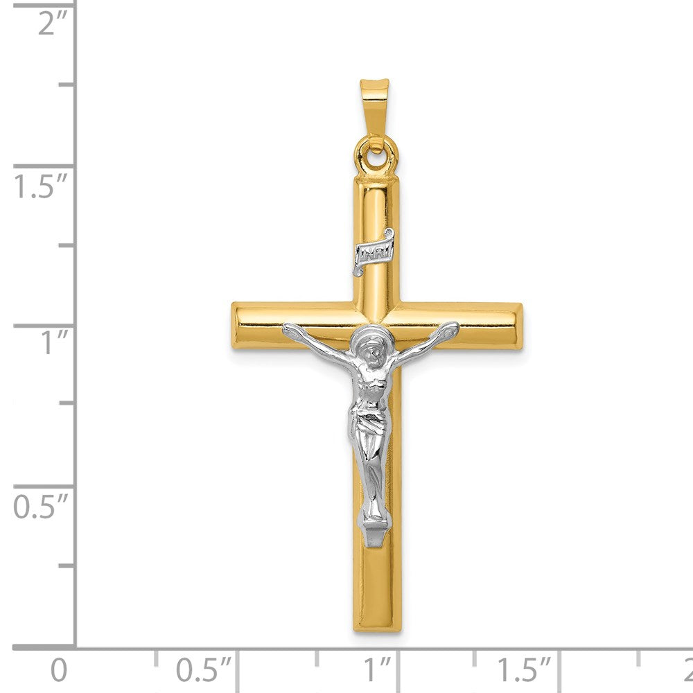 FJC Finejewelers 14 kt Two Tone Gold INRI Hollow Crucifix Charm 44 x 25 mm