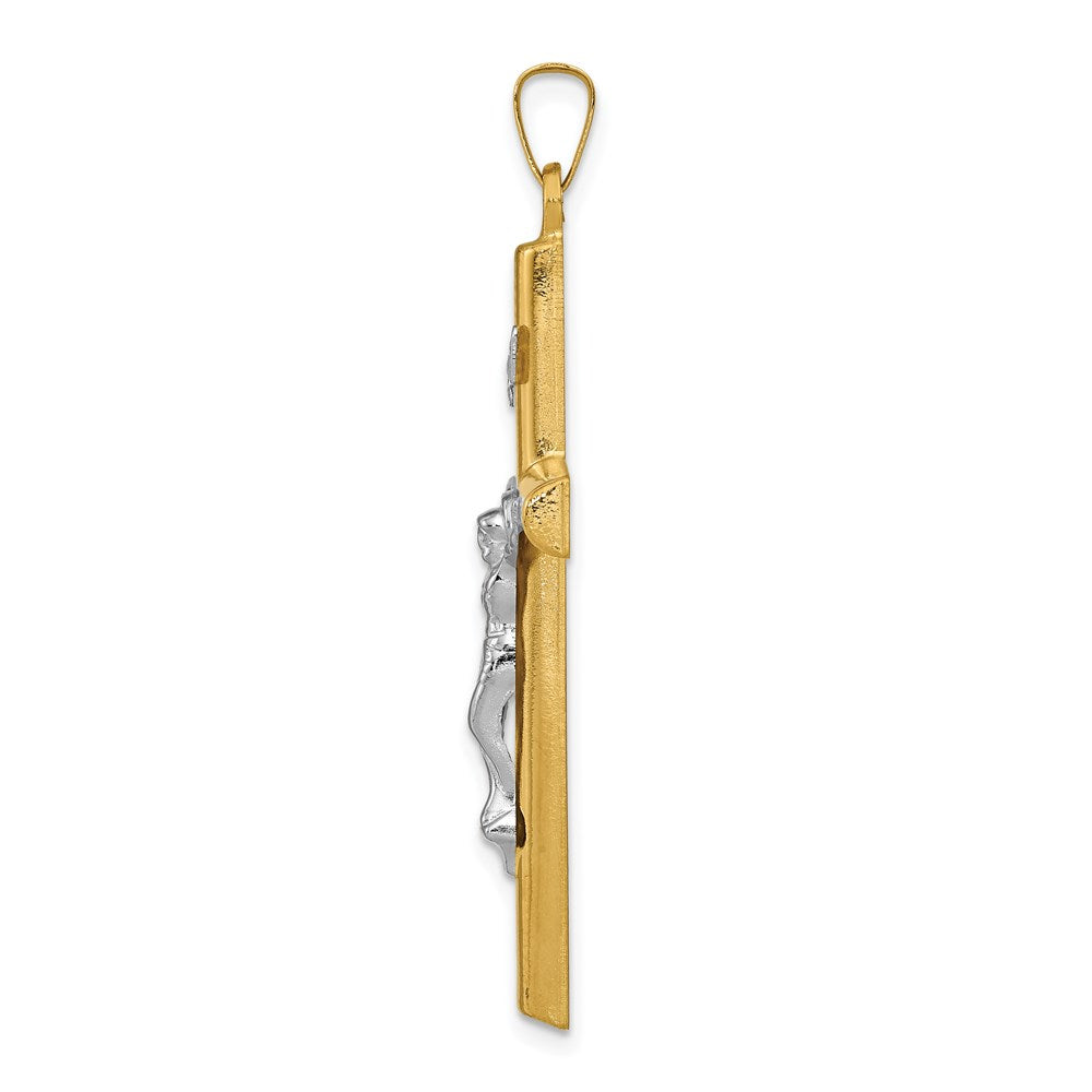FJC Finejewelers 14 kt Two Tone Gold INRI Hollow Crucifix Charm 44 x 25 mm