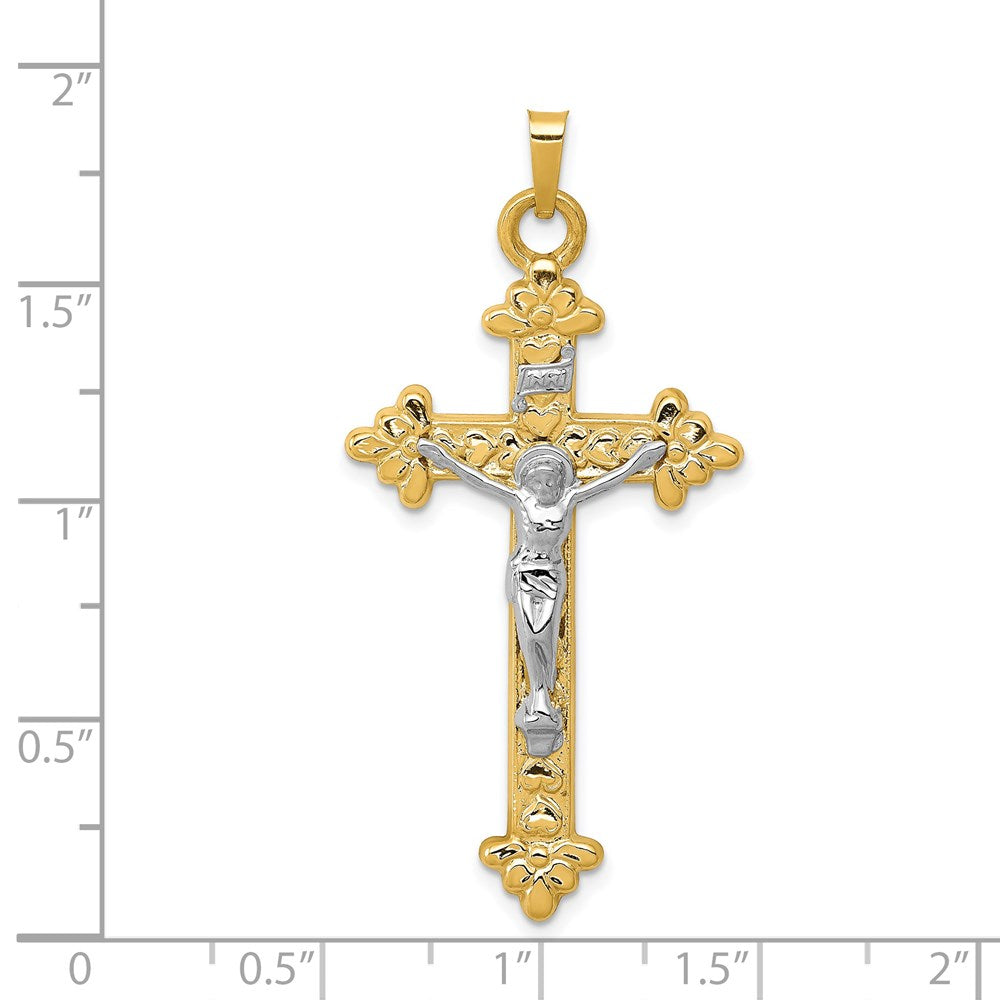 FJC Finejewelers 14 kt Two Tone Gold INRI Hollow Crucifix Charm 45 x 22 mm