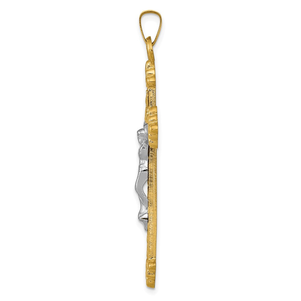 FJC Finejewelers 14 kt Two Tone Gold INRI Hollow Crucifix Charm 45 x 22 mm