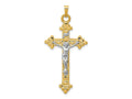 FJC Finejewelers 14 kt Two Tone Gold INRI Hollow Crucifix Charm 45 x 22 mm