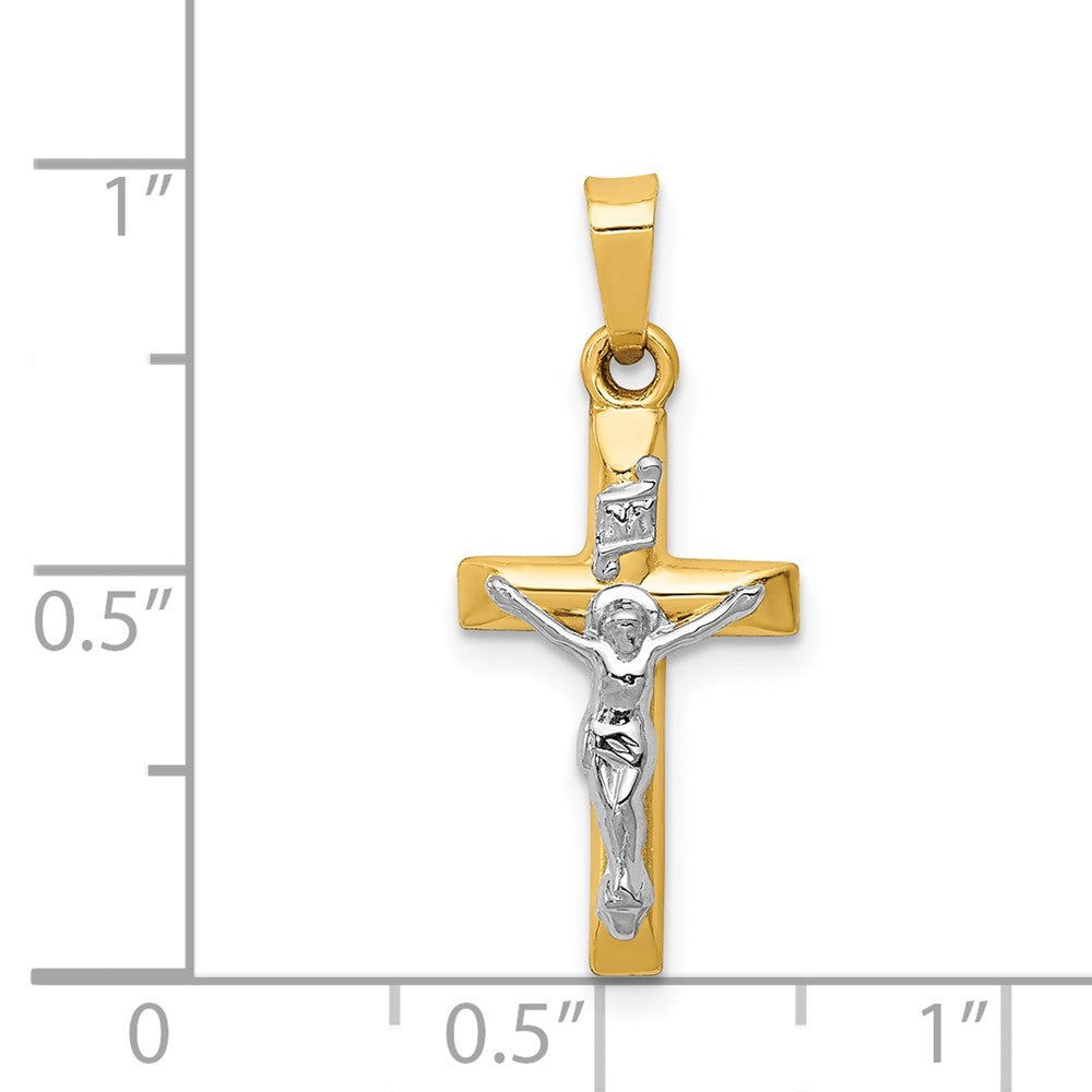 FJC Finejewelers 14 kt Two Tone Gold INRI Hollow Crucifix Charm 24 x 12 mm