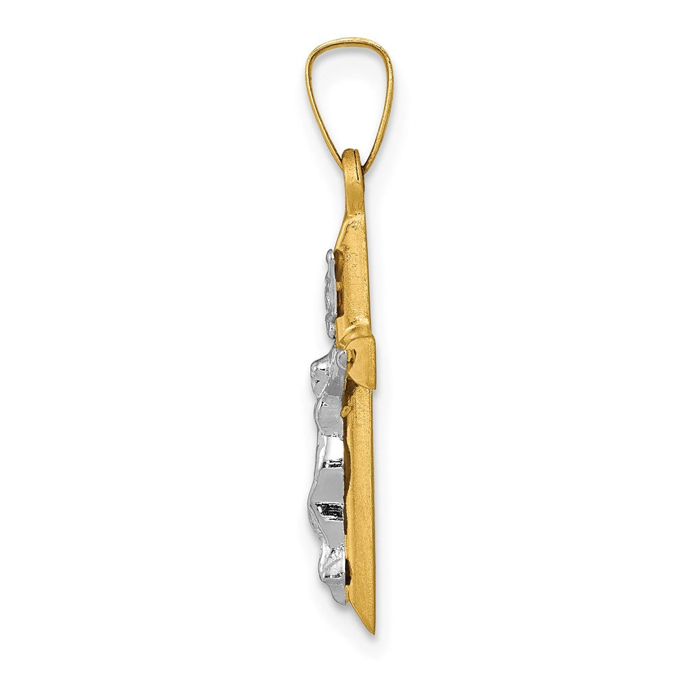 FJC Finejewelers 14 kt Two Tone Gold INRI Hollow Crucifix Charm 24 x 12 mm