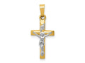 FJC Finejewelers 14 kt Two Tone Gold INRI Hollow Crucifix Charm 24 x 12 mm