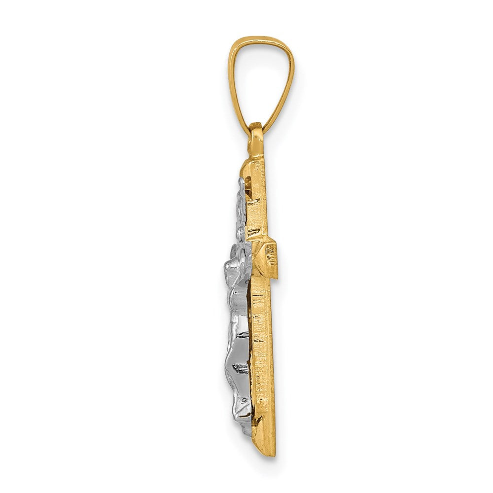 FJC Finejewelers 14 kt Two Tone Gold INRI Hollow Crucifix Charm 25 x 12 mm