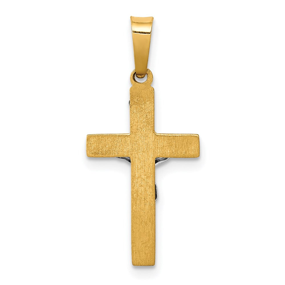 FJC Finejewelers 14 kt Two Tone Gold INRI Hollow Crucifix Charm 25 x 12 mm