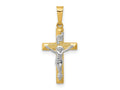 FJC Finejewelers 14 kt Two Tone Gold INRI Hollow Crucifix Charm 25 x 12 mm