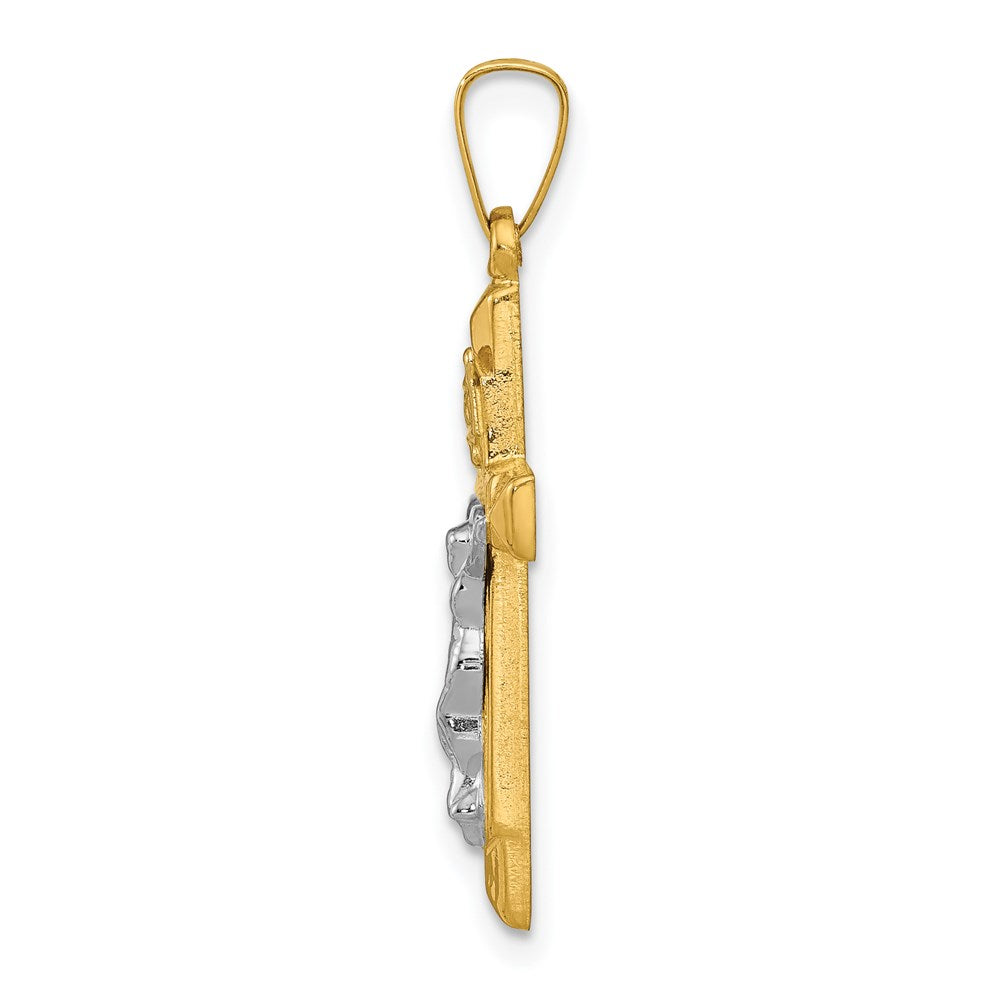 FJC Finejewelers 14 kt Two Tone Gold INRI Hollow Crucifix Charm 28 x 14 mm