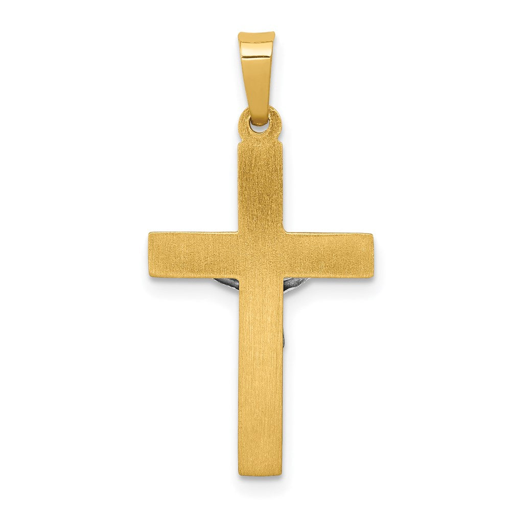 FJC Finejewelers 14 kt Two Tone Gold INRI Hollow Crucifix Charm 28 x 14 mm