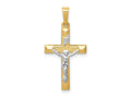 FJC Finejewelers 14 kt Two Tone Gold INRI Hollow Crucifix Charm 28 x 14 mm