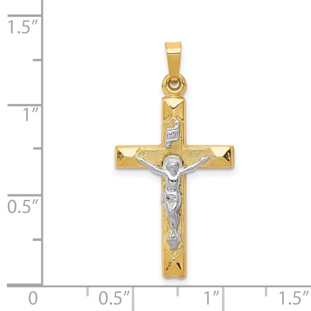 FJC Finejewelers 14 kt Two Tone Gold INRI Hollow Crucifix Charm 33 x 17 mm