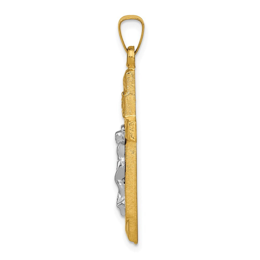 FJC Finejewelers 14 kt Two Tone Gold INRI Hollow Crucifix Charm 33 x 17 mm