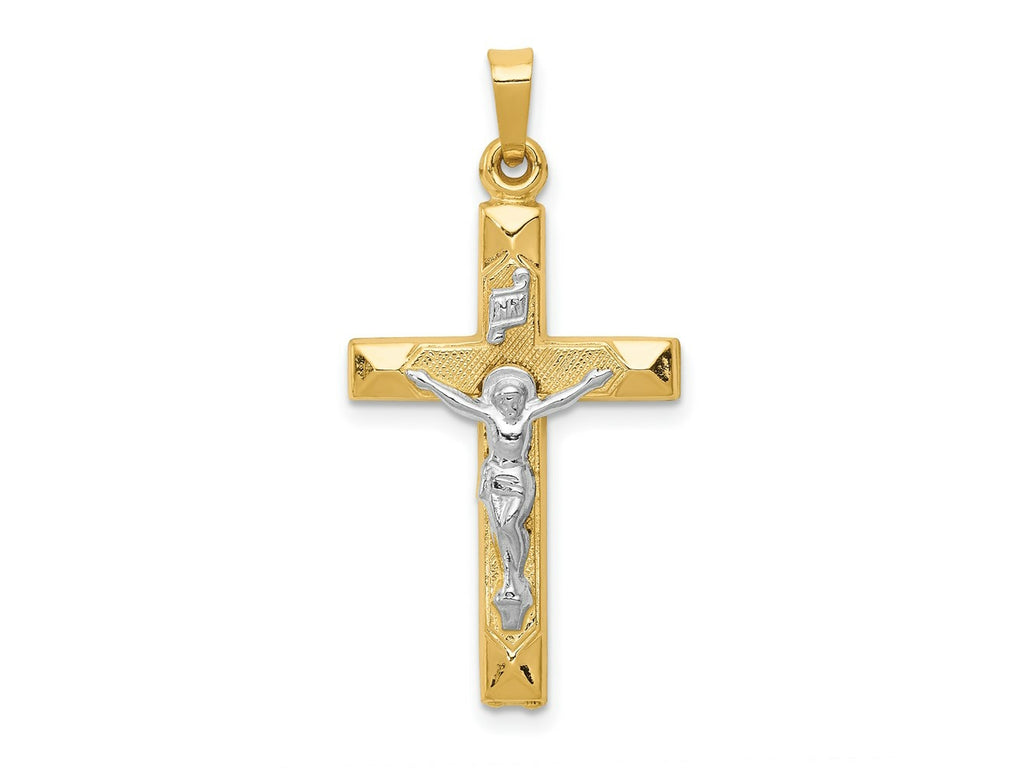 FJC Finejewelers 14 kt Two Tone Gold INRI Hollow Crucifix Charm 33 x 17 mm