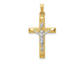 FJC Finejewelers 14 kt Two Tone Gold INRI Hollow Crucifix Charm 33 x 17 mm