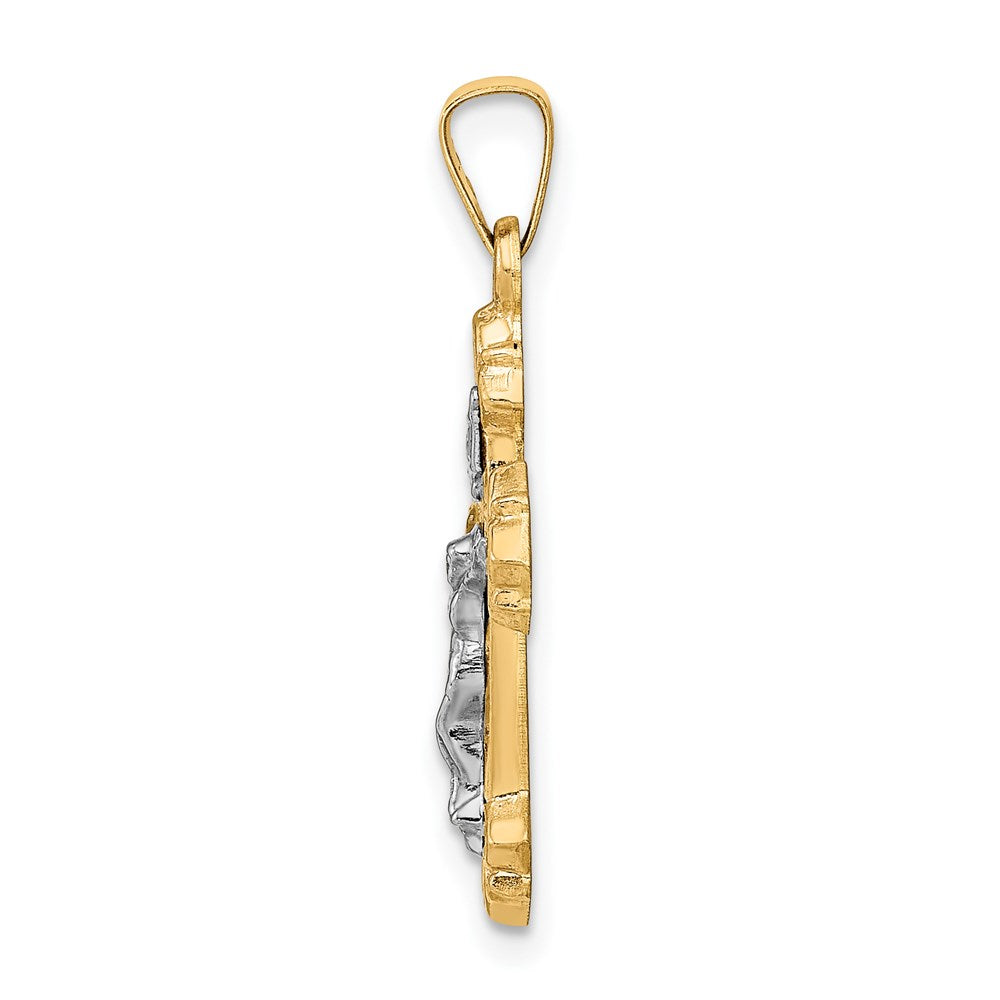 FJC Finejewelers 14 kt Two Tone Gold INRI Hollow Crucifix Charm 28 x 15 mm