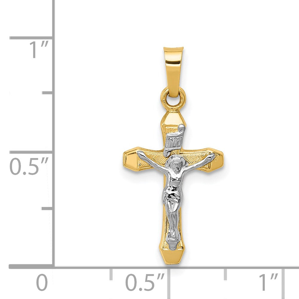 FJC Finejewelers 14 kt Two Tone Gold INRI Hollow Crucifix Charm 25 x 12 mm