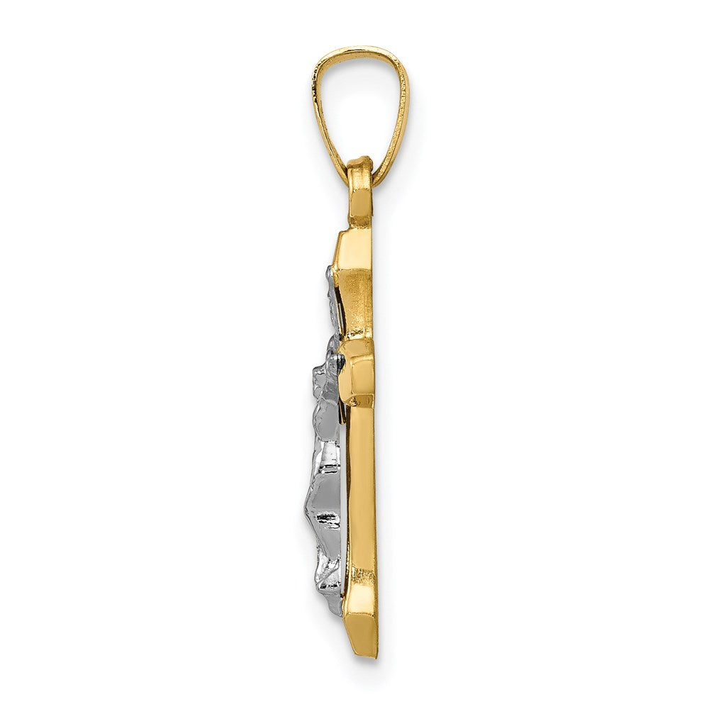 FJC Finejewelers 14 kt Two Tone Gold INRI Hollow Crucifix Charm 25 x 12 mm
