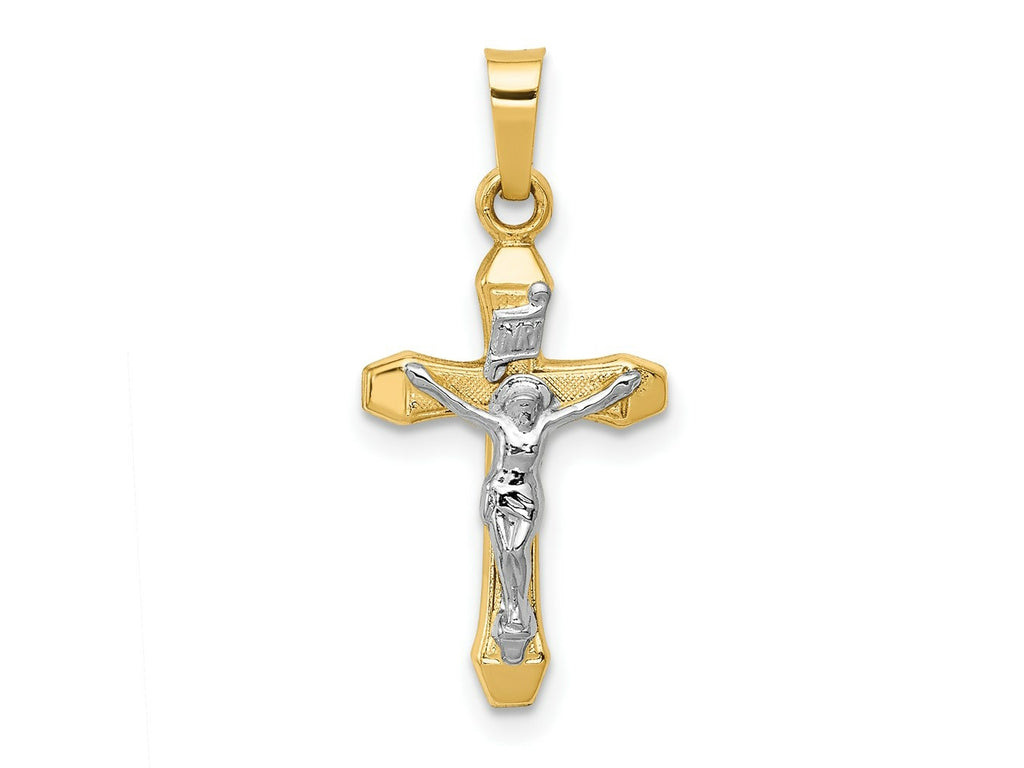 FJC Finejewelers 14 kt Two Tone Gold INRI Hollow Crucifix Charm 25 x 12 mm