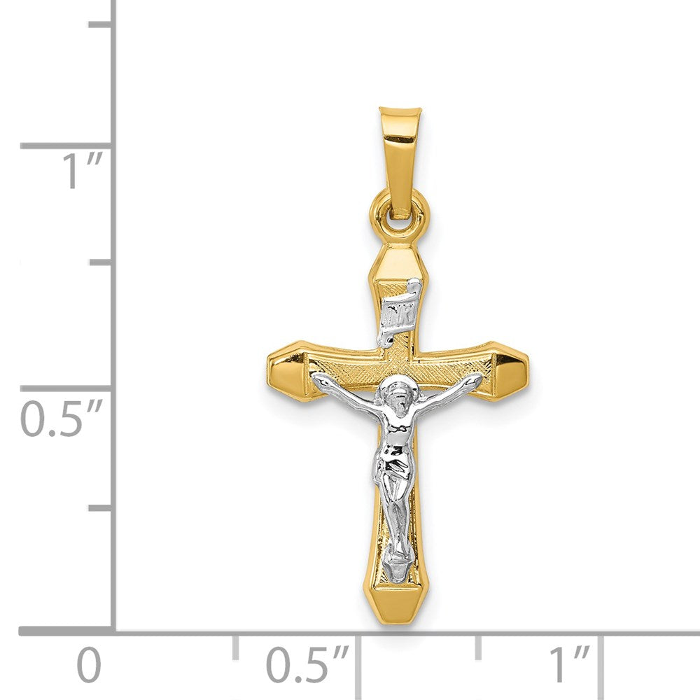 FJC Finejewelers 14 kt Two Tone Gold INRI Hollow Crucifix Charm 29 x 14 mm
