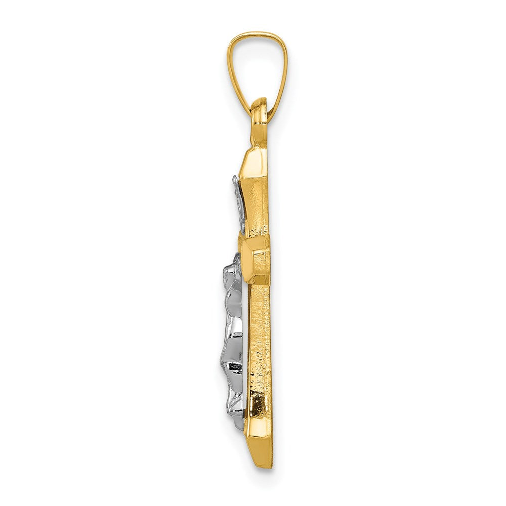 FJC Finejewelers 14 kt Two Tone Gold INRI Hollow Crucifix Charm 29 x 14 mm