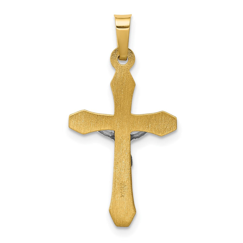 FJC Finejewelers 14 kt Two Tone Gold INRI Hollow Crucifix Charm 29 x 14 mm