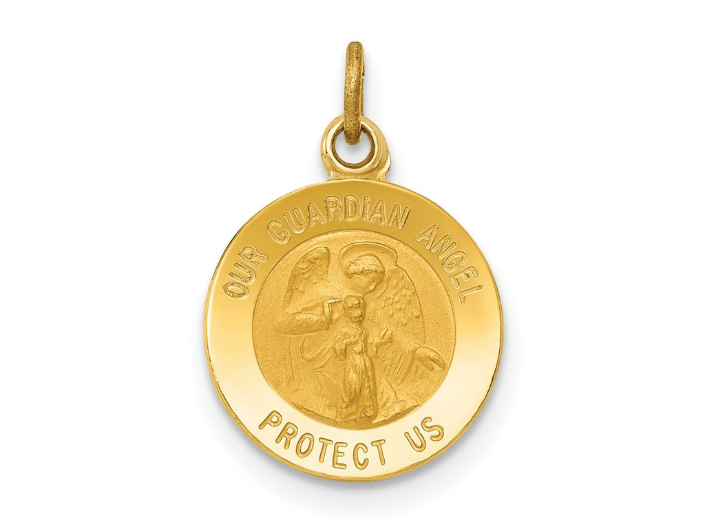 FJC Finejewelers 14 kt Yellow Gold Guardian Angel Medal Charm 17 x 11 mm