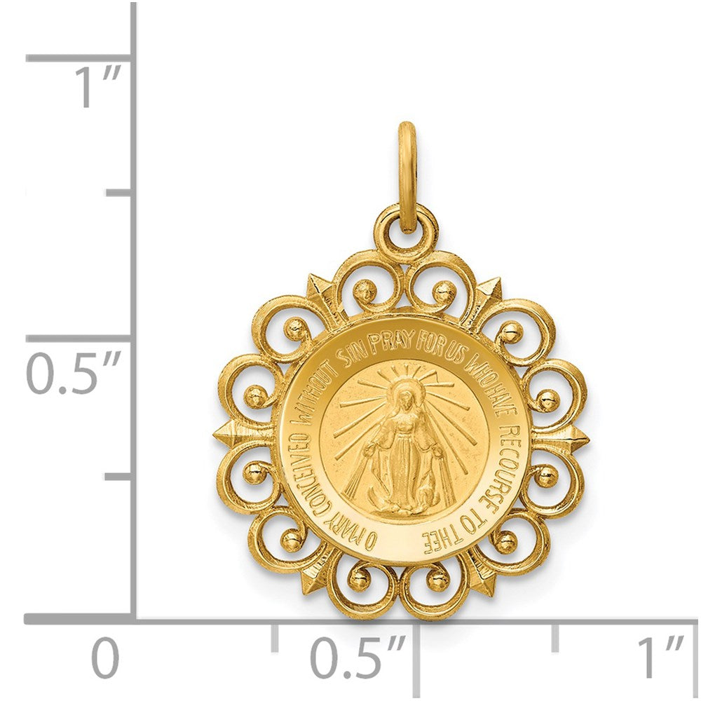FJC Finejewelers 14 kt Yellow Gold Miraculous Medal Charm 23 x 19 mm