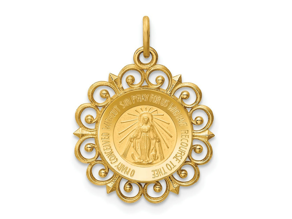 FJC Finejewelers 14 kt Yellow Gold Miraculous Medal Charm 23 x 19 mm
