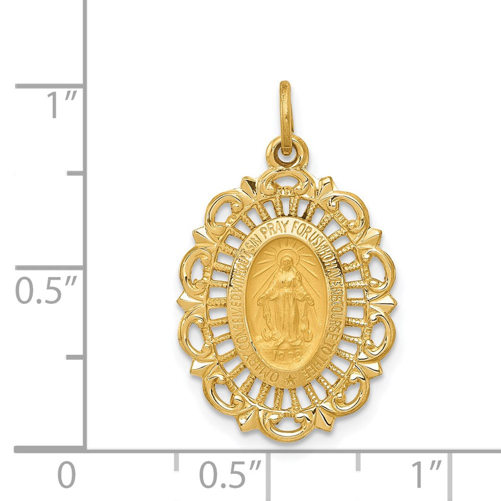 FJC Finejewelers 14 kt Yellow Gold Miraculous Medal Charm 26 x 15 mm