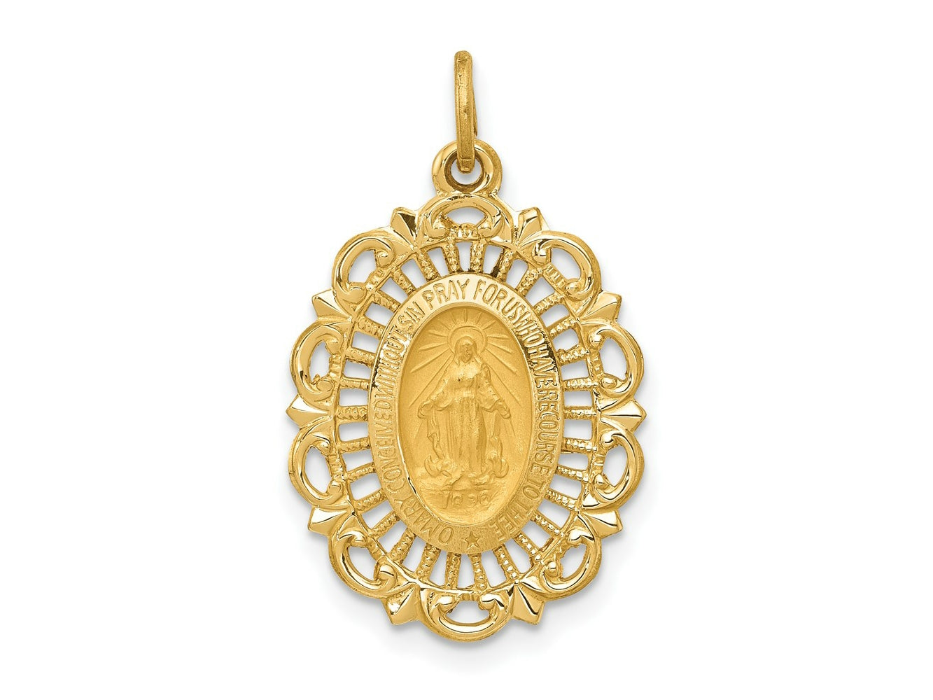 FJC Finejewelers 14 kt Yellow Gold Miraculous Medal Charm 26 x 15 mm