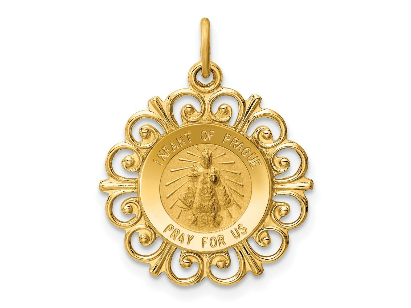 FJC Finejewelers 14 kt Yellow Gold Infant of Prague Medal Charm 24 x 19 mm