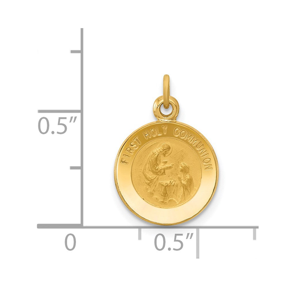 FJC Finejewelers 14 kt Yellow Gold First Communion Medal Charm 16 x 12 mm