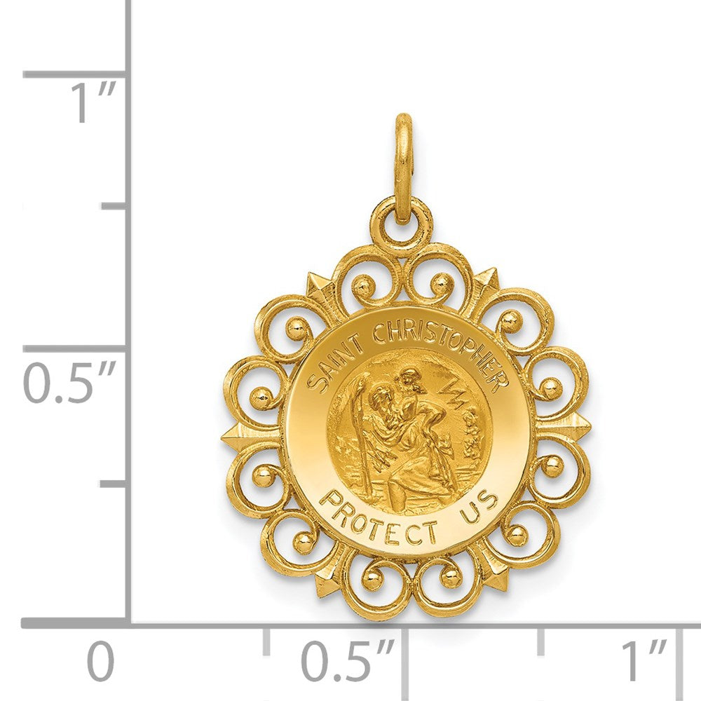 FJC Finejewelers 14 kt Yellow Gold Saint Christopher Medal Charm 24 x 17 mm