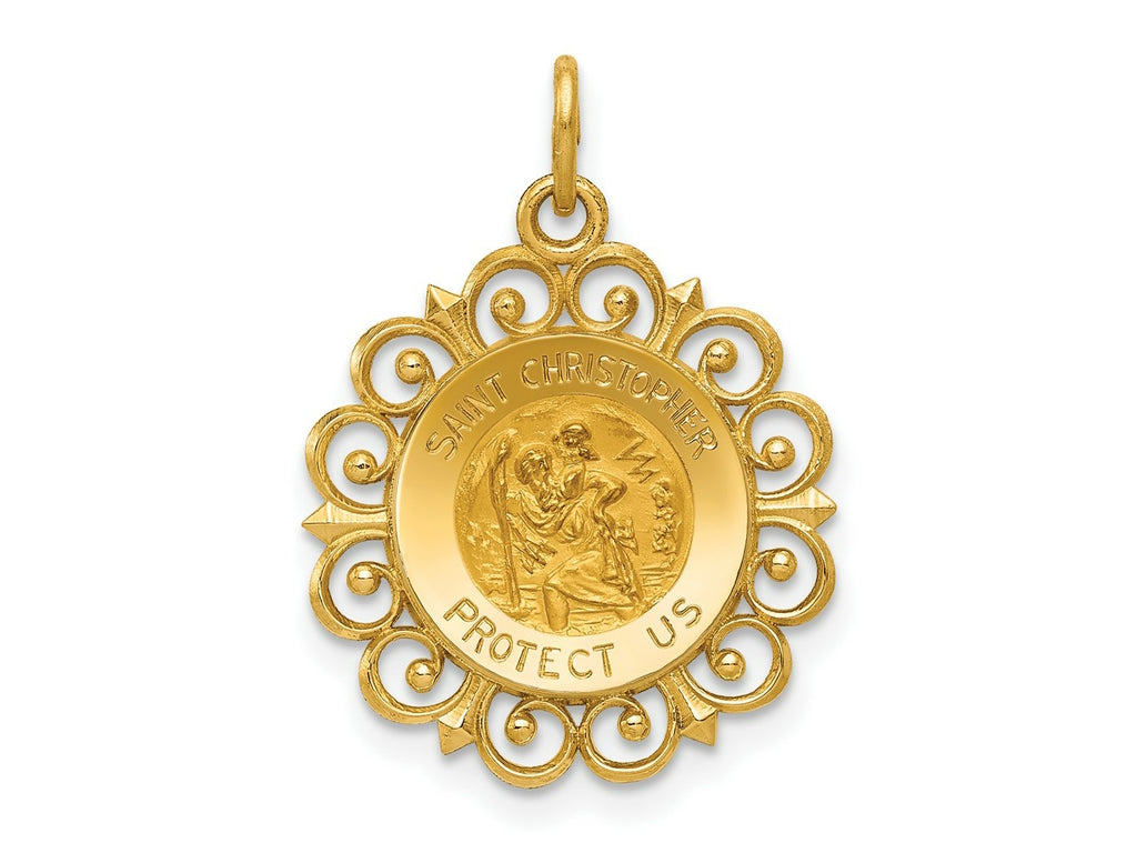 FJC Finejewelers 14 kt Yellow Gold Saint Christopher Medal Charm 24 x 17 mm