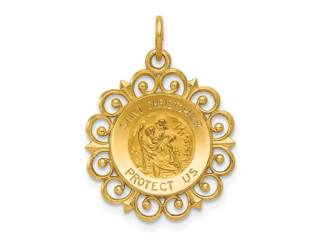 FJC Finejewelers 14 kt Yellow Gold Saint Christopher Medal Charm 24 x 17 mm