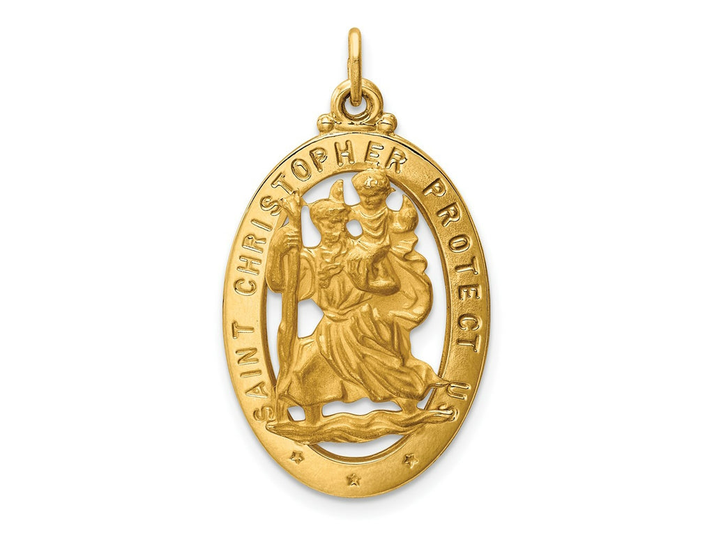 FJC Finejewelers 14 kt Yellow Gold Saint Christopher Medal Charm 31 x 17 mm