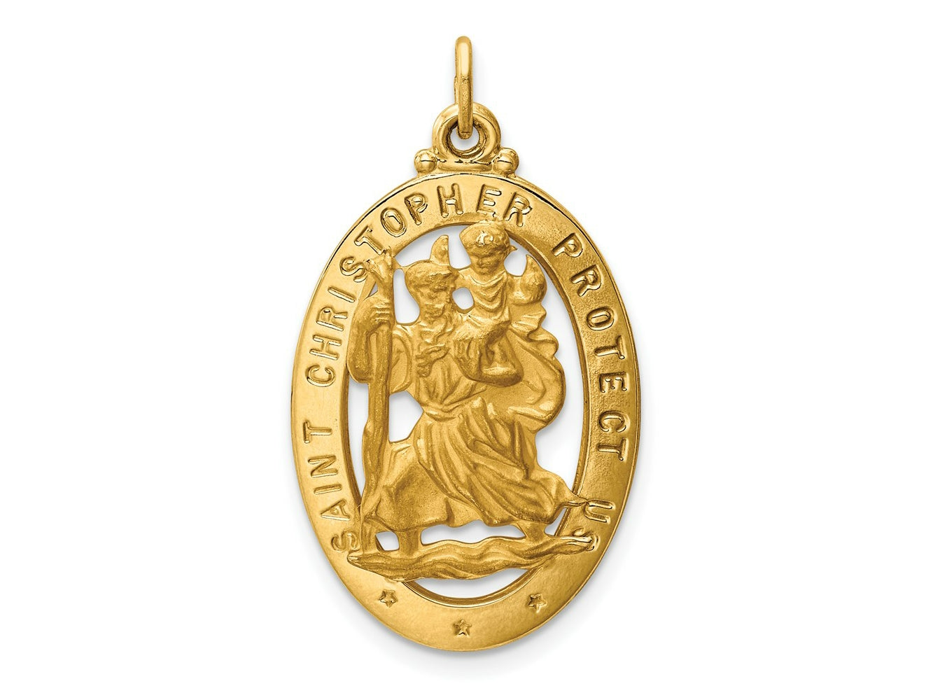 FJC Finejewelers 14 kt Yellow Gold Saint Christopher Medal Charm 31 x 17 mm