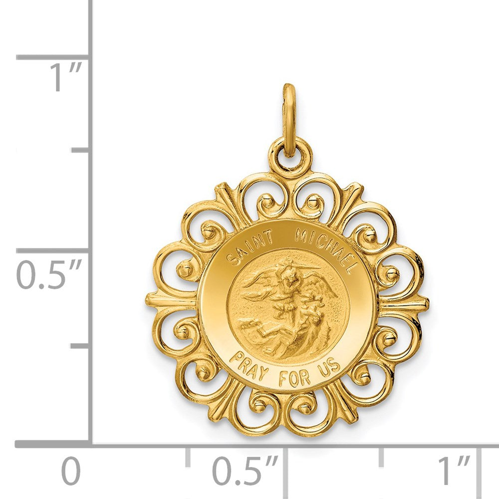 FJC Finejewelers 14 kt Yellow Gold Saint Michael Medal Charm 26 x 19 mm