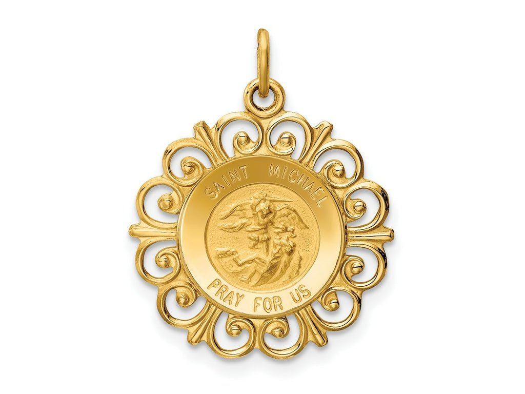 FJC Finejewelers 14 kt Yellow Gold Saint Michael Medal Charm 26 x 19 mm