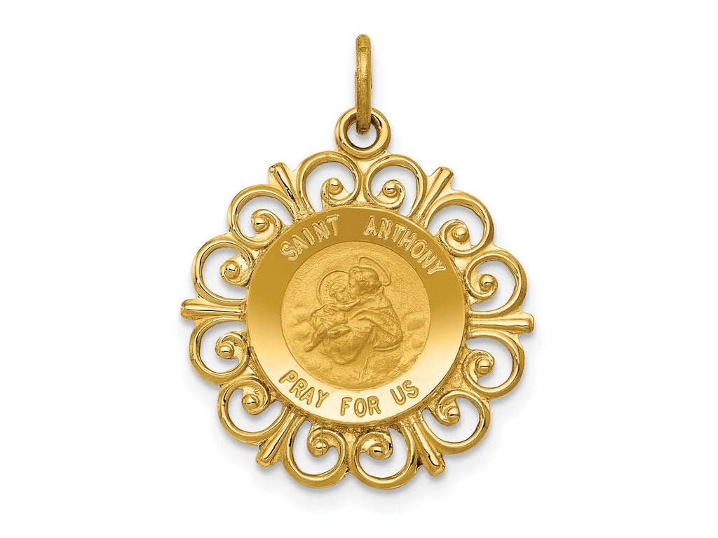 FJC Finejewelers 14 kt Yellow Gold Saint Anthony Medal Charm 25 x 19 mm