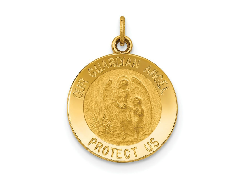 FJC Finejewelers 14 kt Yellow Gold Guardian Angel Medal Charm 18 x 14 mm