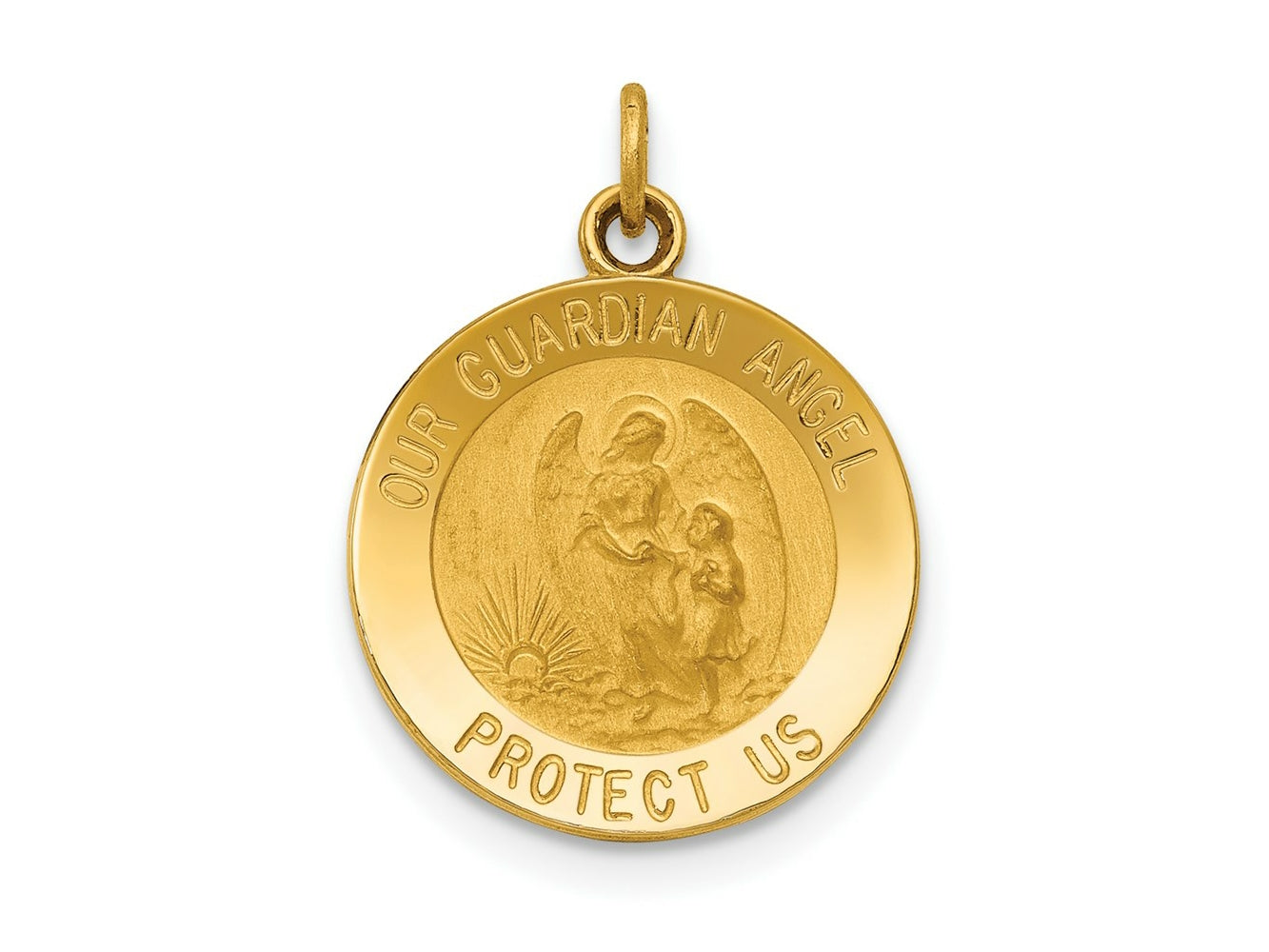 FJC Finejewelers 14 kt Yellow Gold Guardian Angel Medal Charm 18 x 14 mm