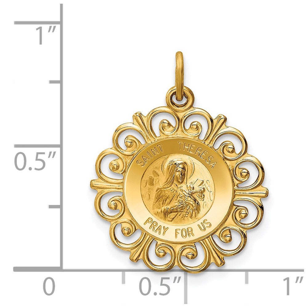 FJC Finejewelers 14 kt Yellow Gold Saint Theresa Medal Charm 25 x 20 mm